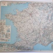 Framed vintage "Michelin" road map from the 80s, 111 cm x 100 cm