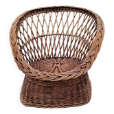 Old throne basket armchair in woven wicker