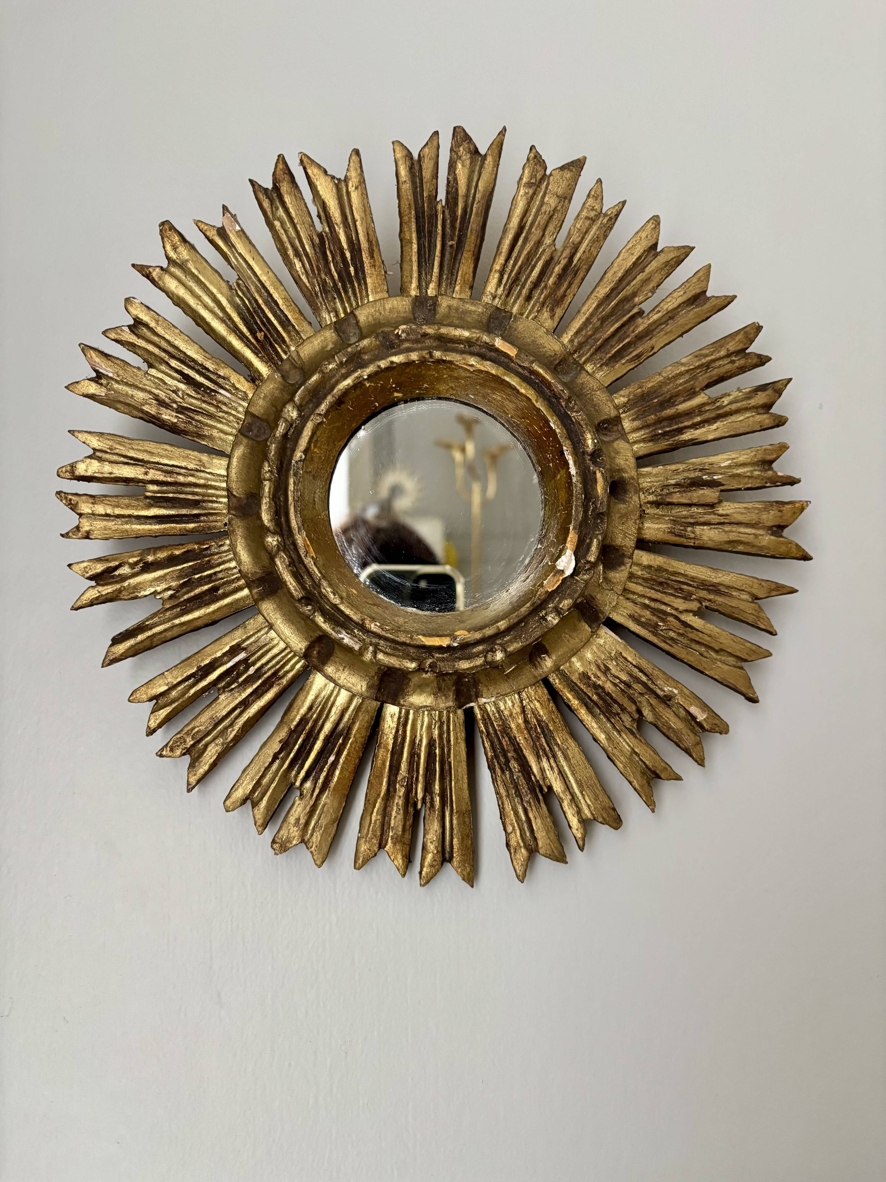 Vintage 1960s golden sun mirror