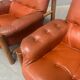 Set brutalist, Brazilian style leather lounge chairs, 1960s