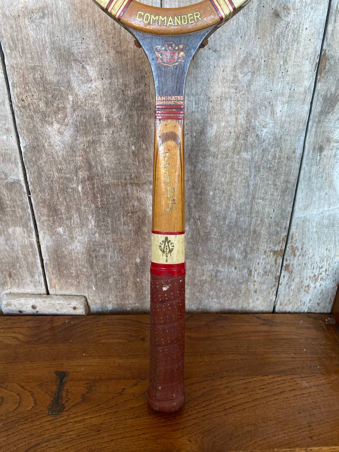 Ancienne Raquette Tennis COMMANDER Bois Sport Vintage #B765