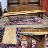 Pair of farmhouse table benches in fir from the early 20th century.