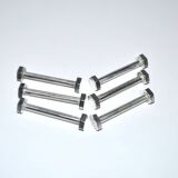 Set of 6 modernist industrial design silver metal nut and bolt knife rests