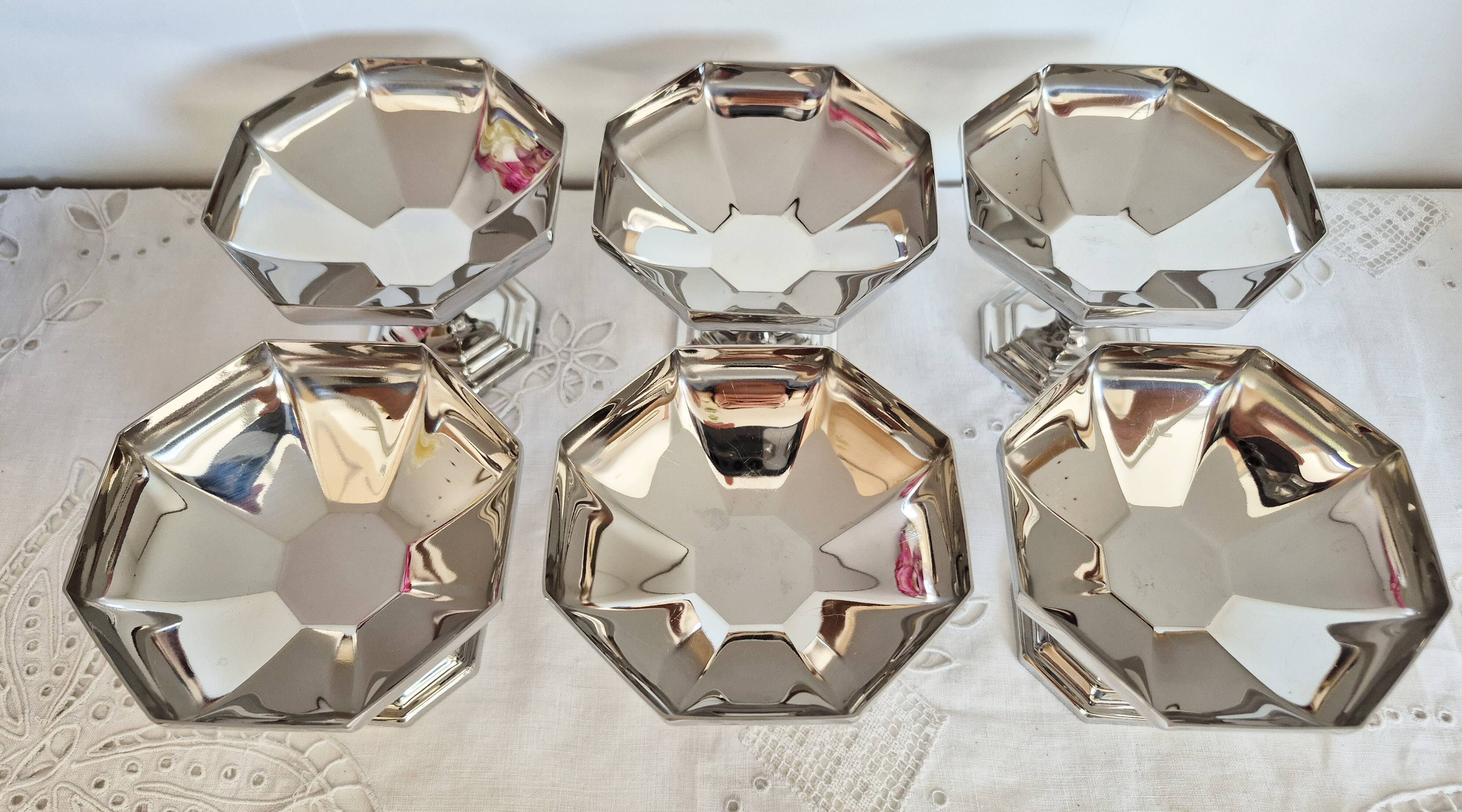 Stainless steel ice cream cups, hexagonal shape (ref2)
