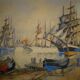 Frank Will (1900-1950) Grand Port Aux Trois Mats, Fécamp, grande aquarelle