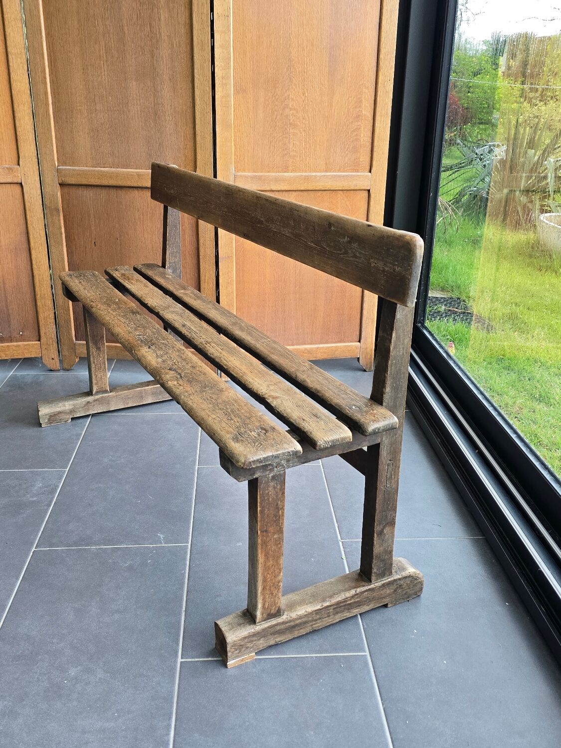 Old oak school bench