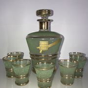 Cristalor liqueur set: decanter and 7 glasses