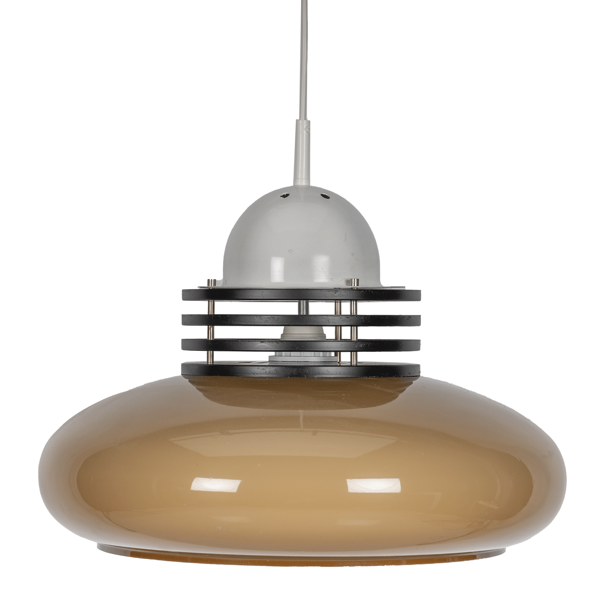 Brown and white space age pendant lamp