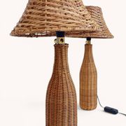 Pair of Table Lamps in Handwoven Wicker and Rattan, France, 1960s