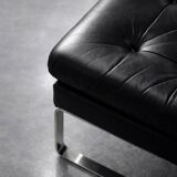 Vintage Mid-Century German Modern Minimalist Leather and Chrome Modular Sofa