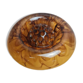 Art Deco Davidson "Cloud Glass" amber centrepiece bowl – vintage English flower holder