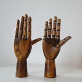 Pair of articulated wooden hands