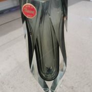 Murano Faceted Glass Vase with Grey Inner Core – Italy, 20 cm