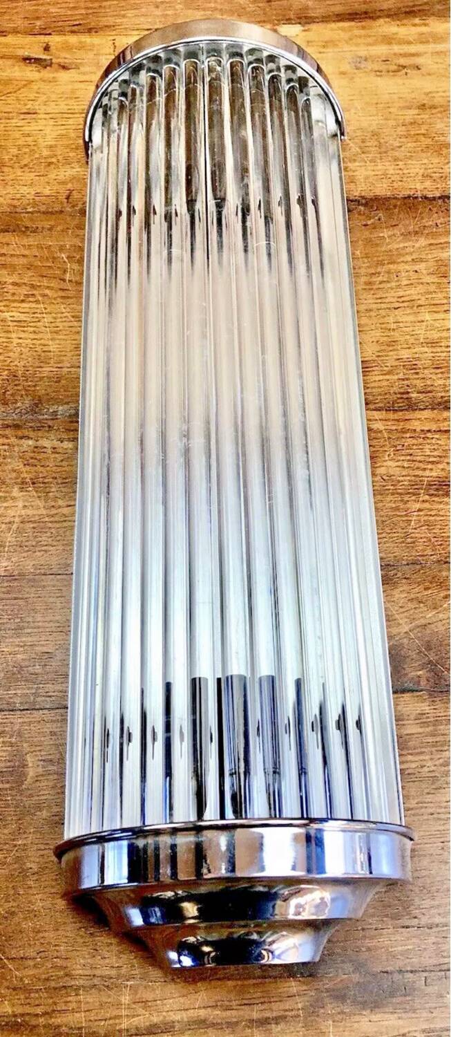 Chrome and glass tube wall light Petitot Genet and Michon c 1950