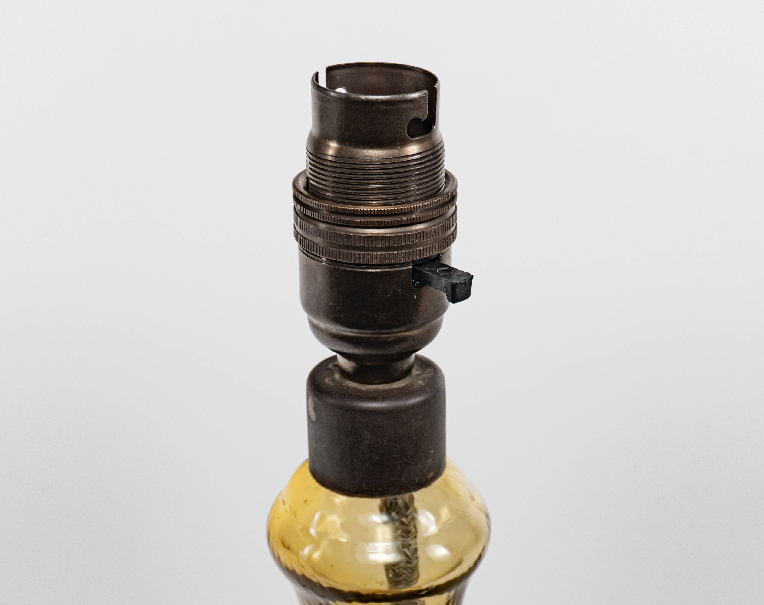 1950s Italian Amber Dimpled Textured Glass Table Lamp