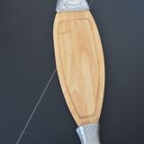 Fish serving tray / Wood & cast aluminum 1970s vintage