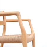 6 Niels Moller Oak Armchair „Model 67“ with Papercord