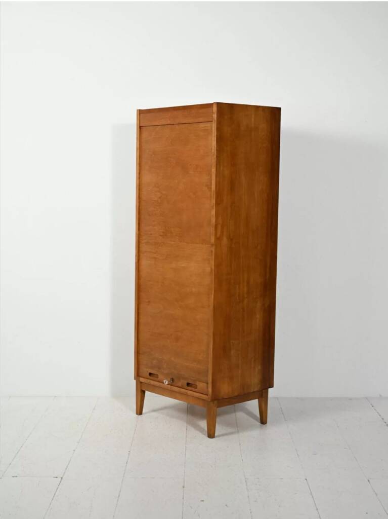 Antique Scandinavian filing cabinet, tambour archive cabinet, high-end, single, Sweden, 1960s