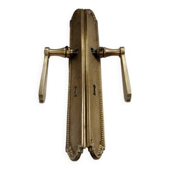 Pair of Louis XVI style beaded bronze door handles