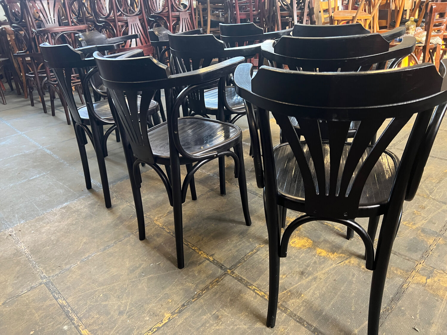 Set of 9 bistro armchairs