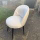 Vintage 1950s white satin armchair with compass legs