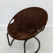 Fauteuil boule vintage en daim par Lusch & Co., 1970s