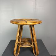 Mid-Century Italian pencil reed rattan side or occasional table, ca 1950s