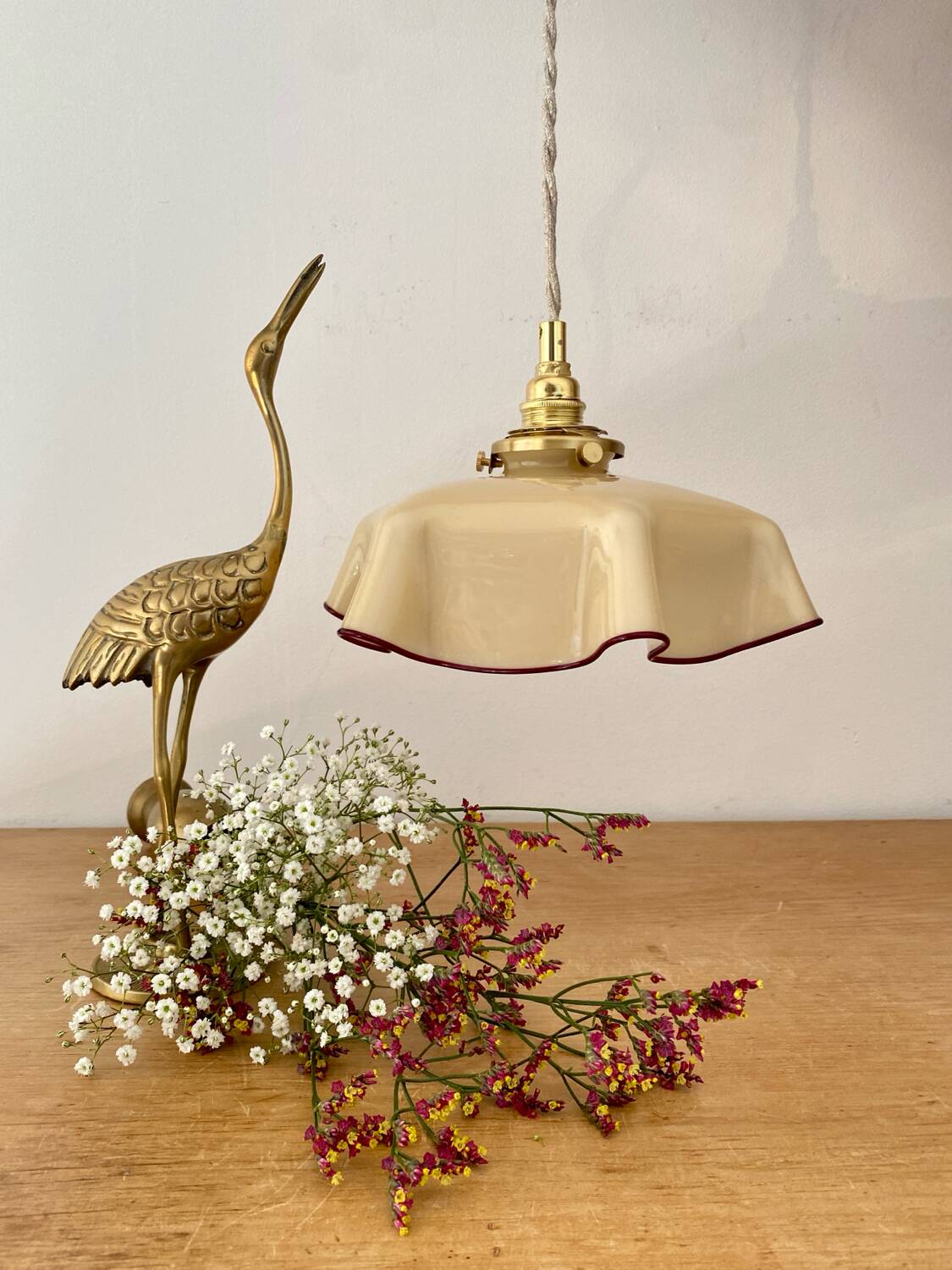 Vintage yellow opaline lampshade pendant light