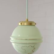 Suspension Art Déco Redesign Antique Vert Menthe Lampe Suspendue Années 1930