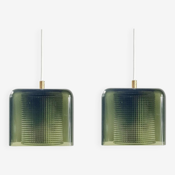 Pair of scandinavian mid century glass ceiling lights/pendants by carl fagerlund for orrefors, 1960s