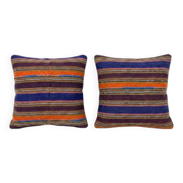 Lot de 2 housses de coussin kilim vintage 58x58 cm