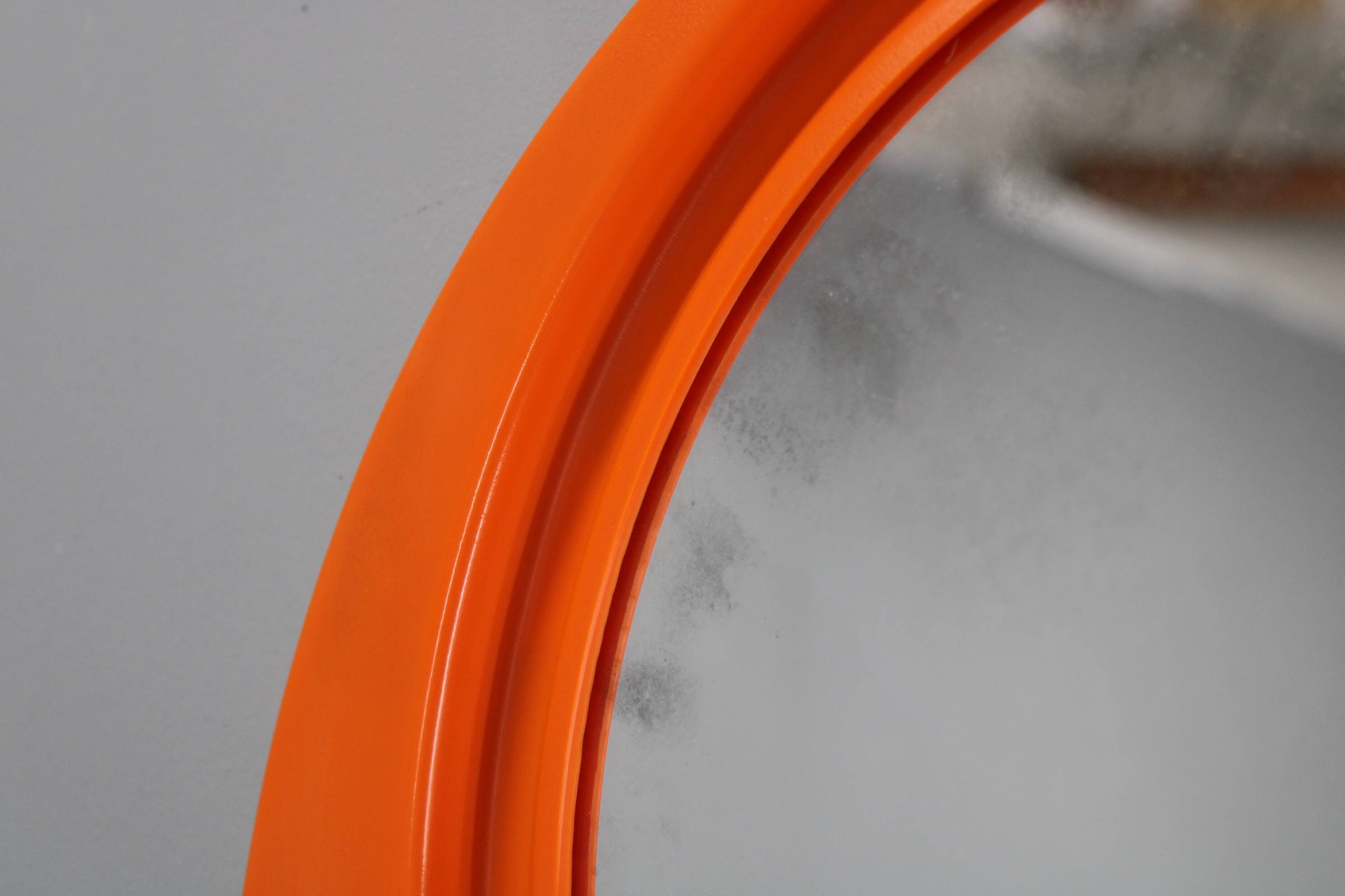 Vintage Italian Space Age round plastic mirror with shelf, 1970s