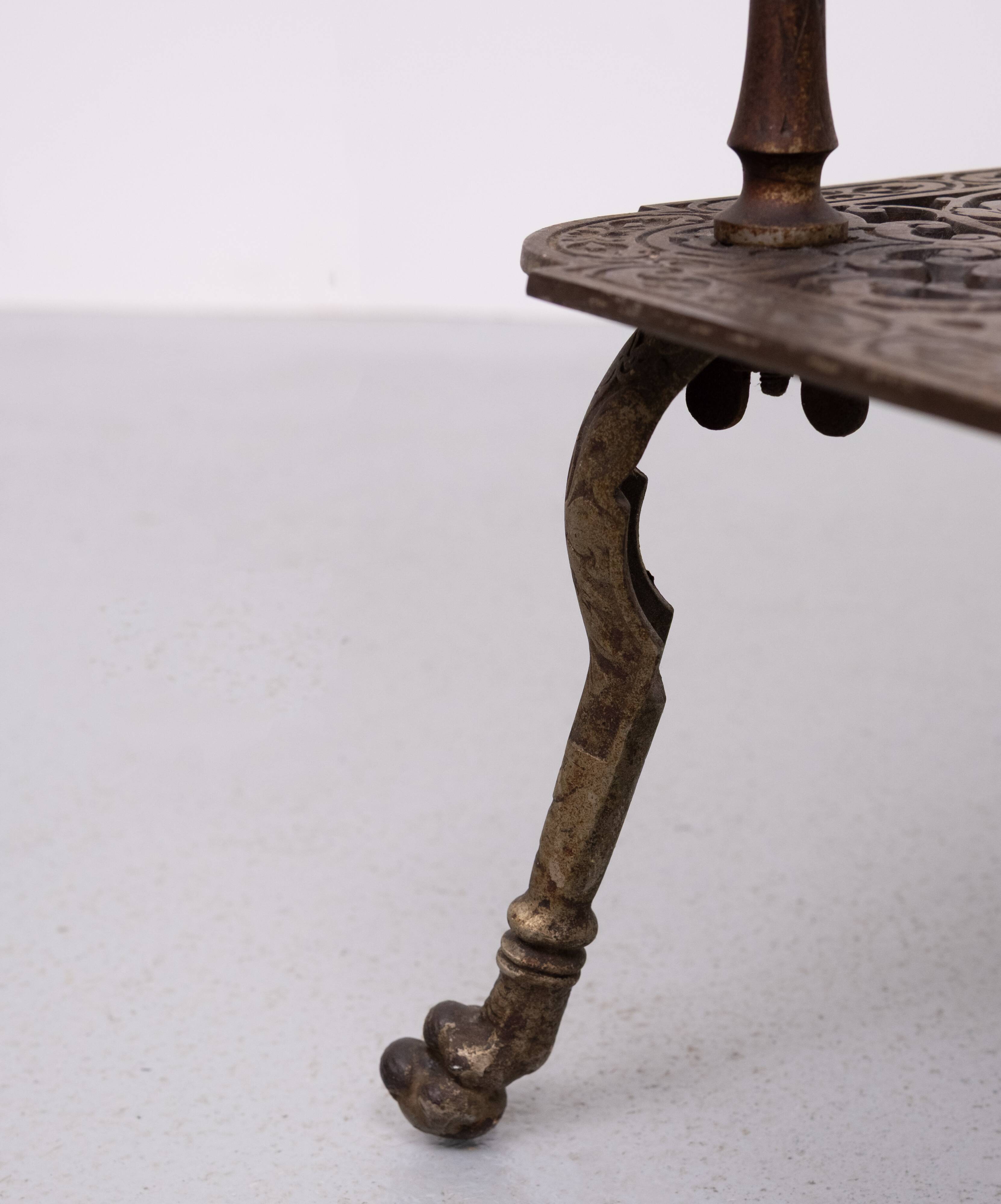 Antique Ornate Cast Iron French Brass 3 tier side table.