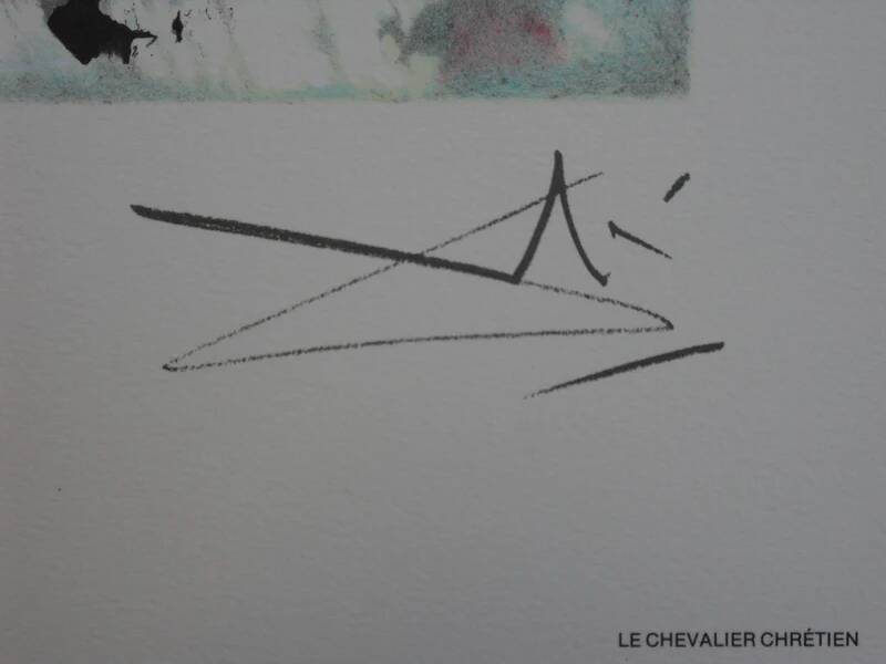 Salvador Dali: Horses, the Christian Knight, signed lithograph