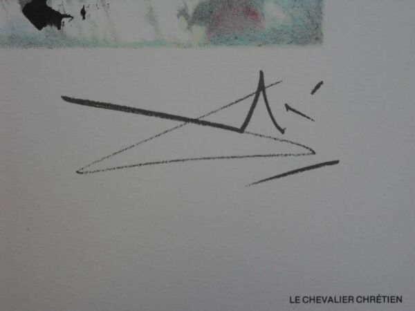 Salvador Dali : Les chevaux, le chevalier chrétien, lithographie signée