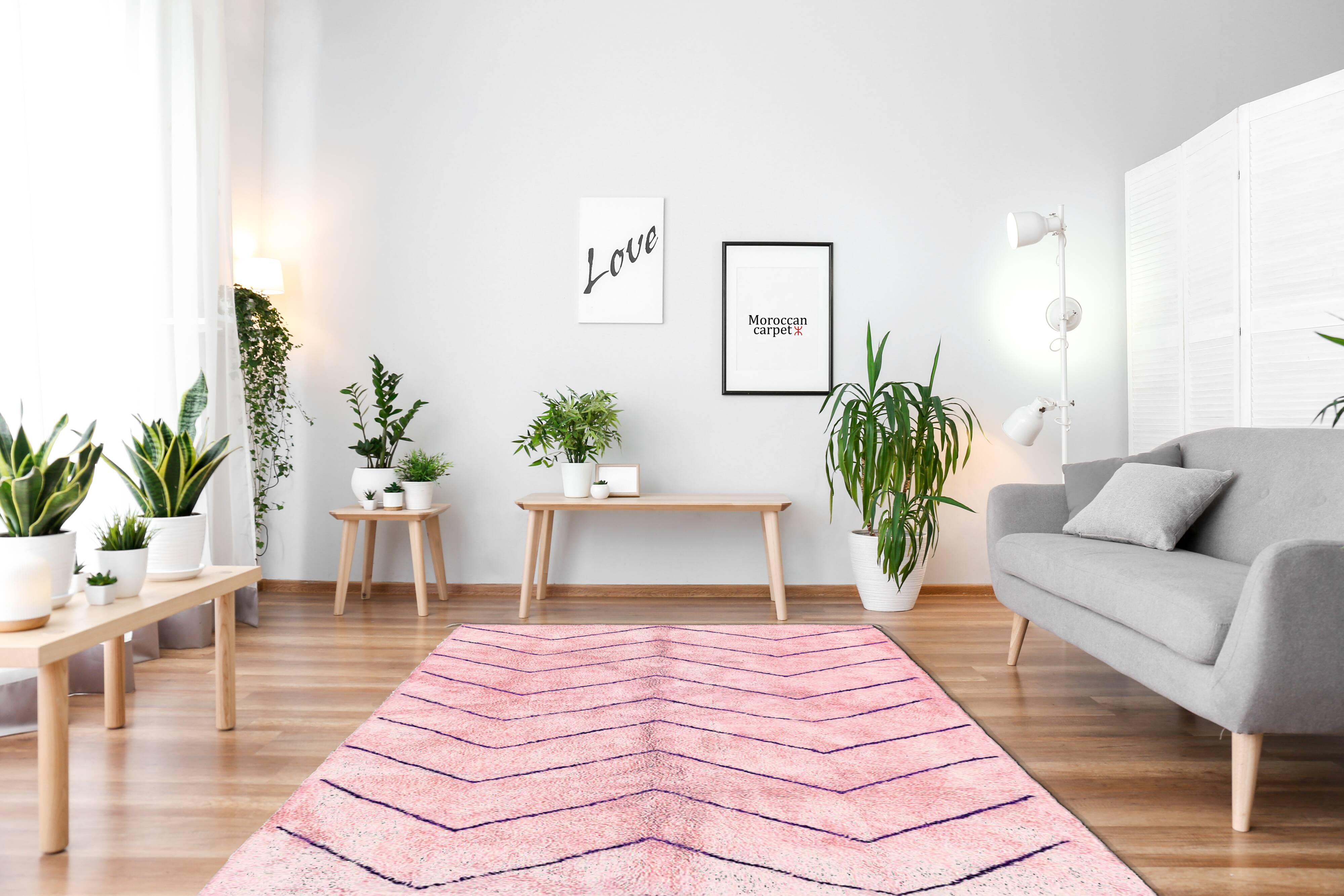 Modern Moroccan carpet pink contemporary art 150x180cm