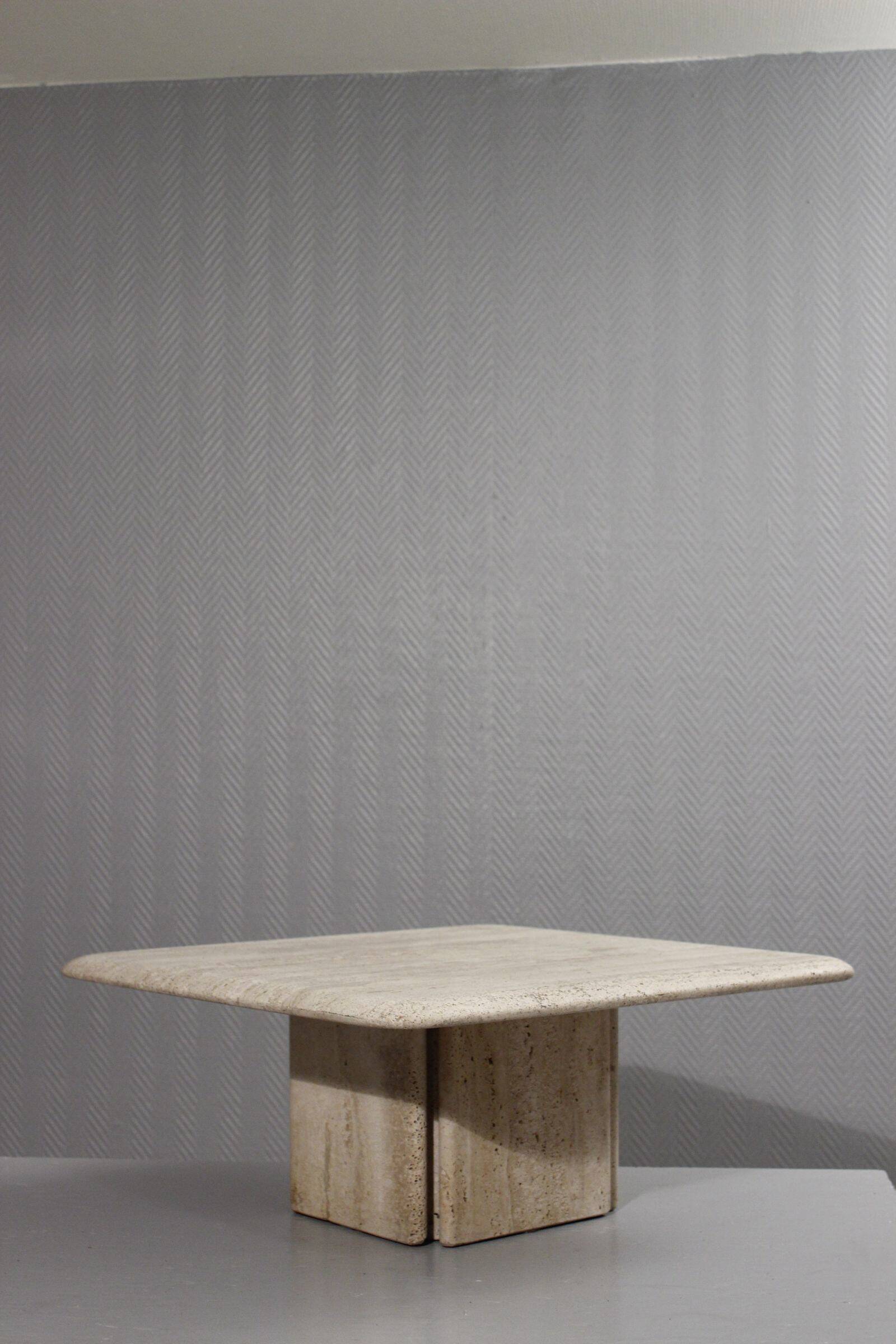 Low design side table in travertine, 1970s