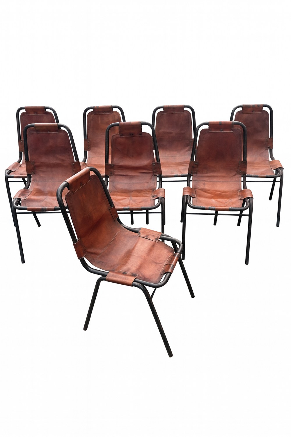 8 "Les Arcs" chairs by Charlotte Perriand - Vintage hotel branding