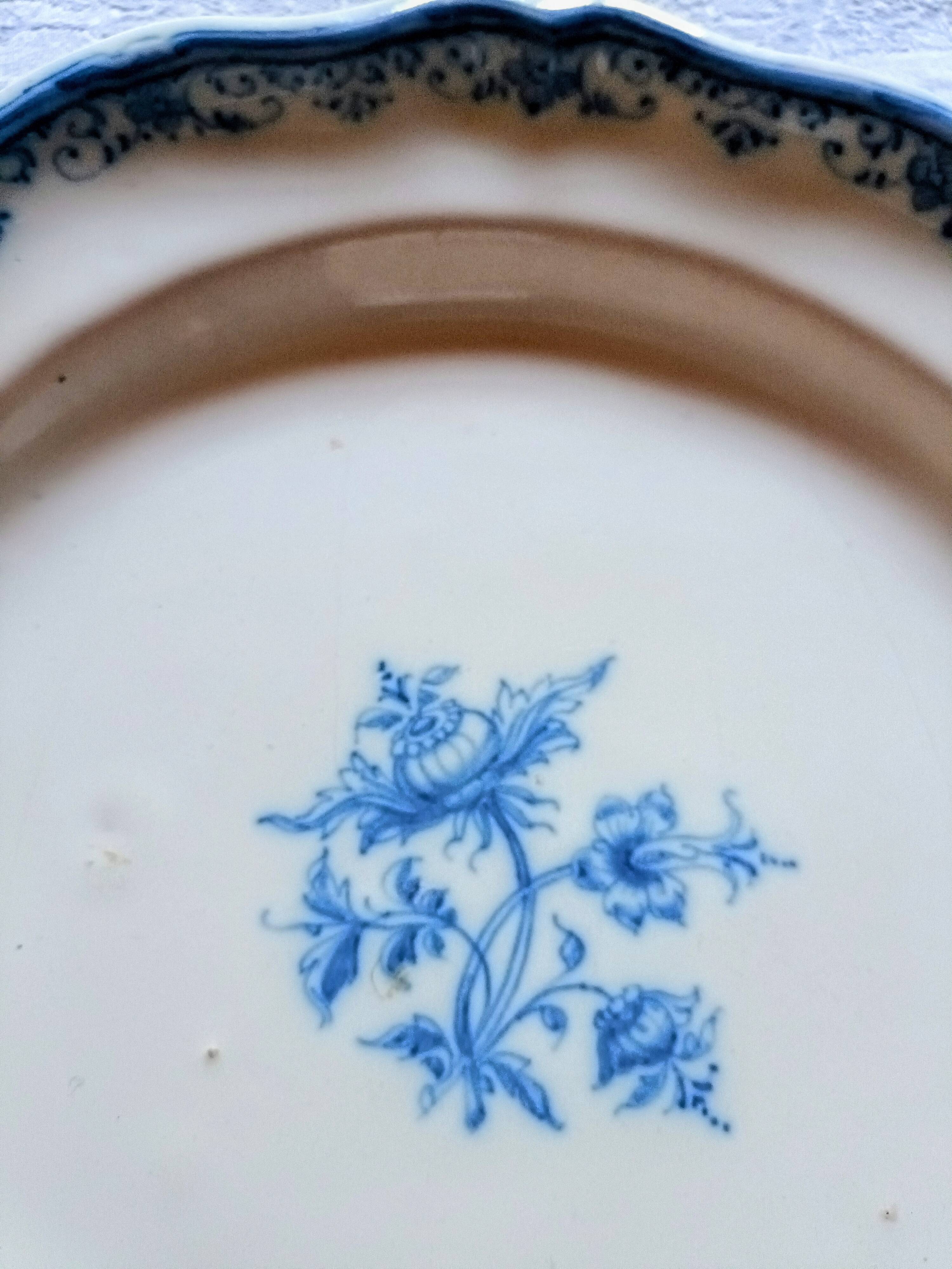 Large white and blue Marseille earthenware plate