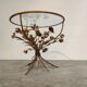 Vintage gilt metal flower side table, italy 1960