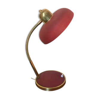 Lampe vintage articulée rouge et dorée