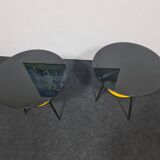 Pair of vintage glass topped side tables