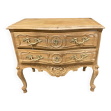 Louis chest of drawers in raw wood with two drawers