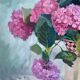 Huile sur toile par maurice masselin bouquet de fleurs d'hortensias 1989