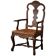 Vintage Sculptural Armchair in Oak and Leather, Danish Modern, 1940s