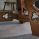 Rustic oak table with ceramic inlays by a student of Joseph Savina 1950s