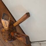 Brutalist tripod stool in olive wood