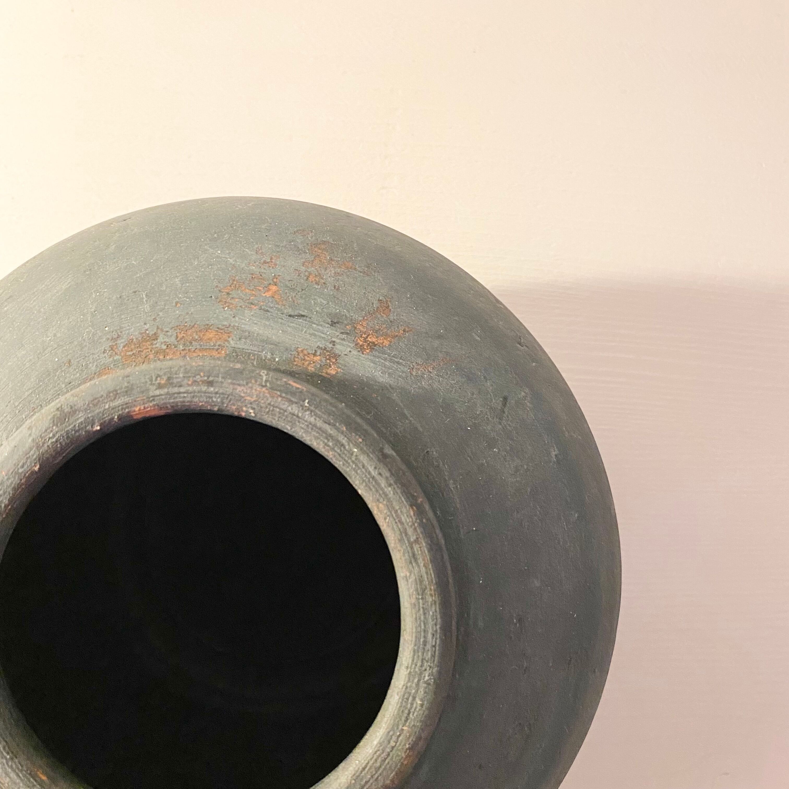 Black patinated terracotta vase