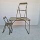 Table and 2 sturdy army khaki folding chairs