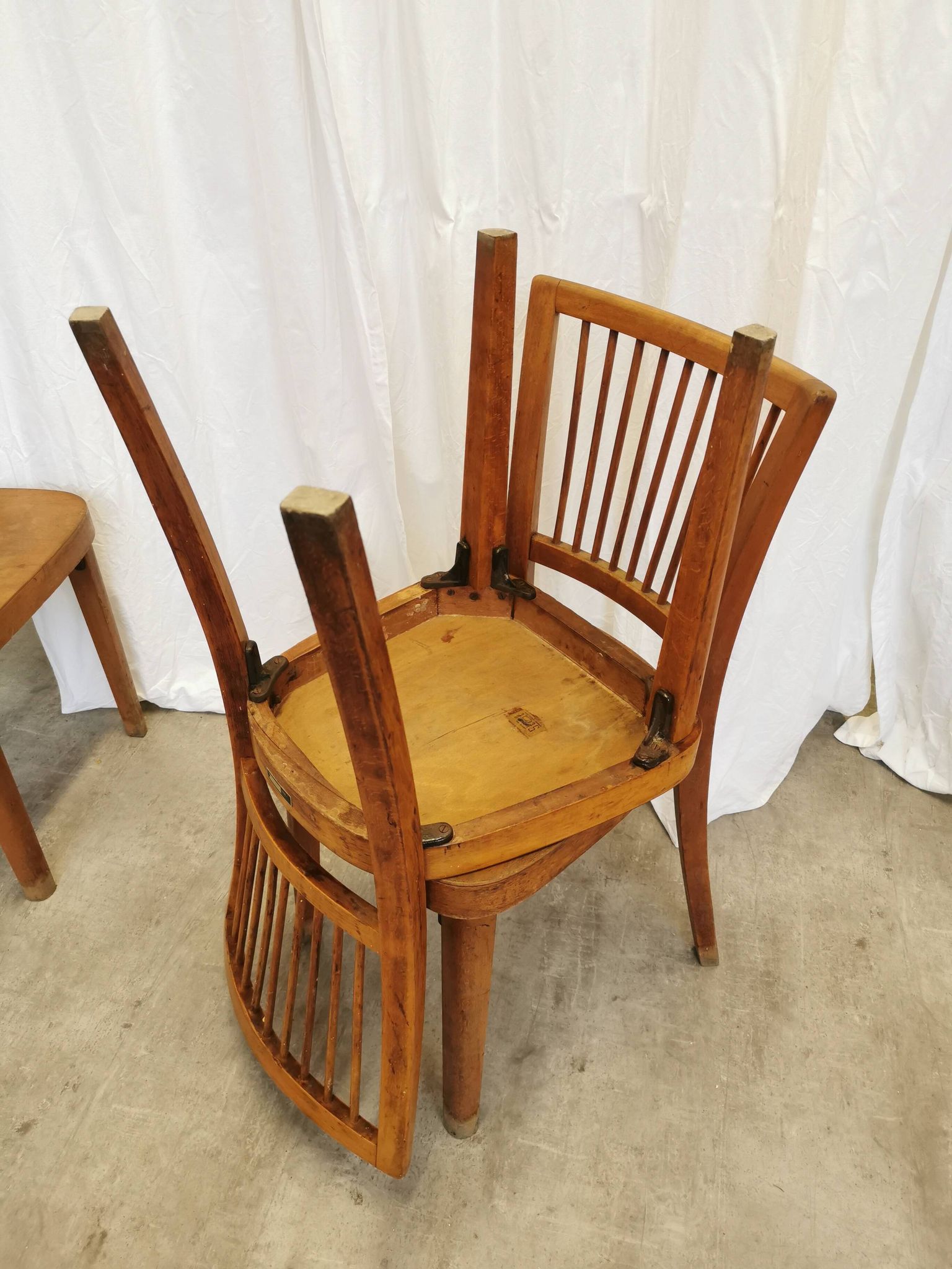 Vintage STOL Kamnik Wooden Dining Chair: 1960s Yugoslavia Bistro Style